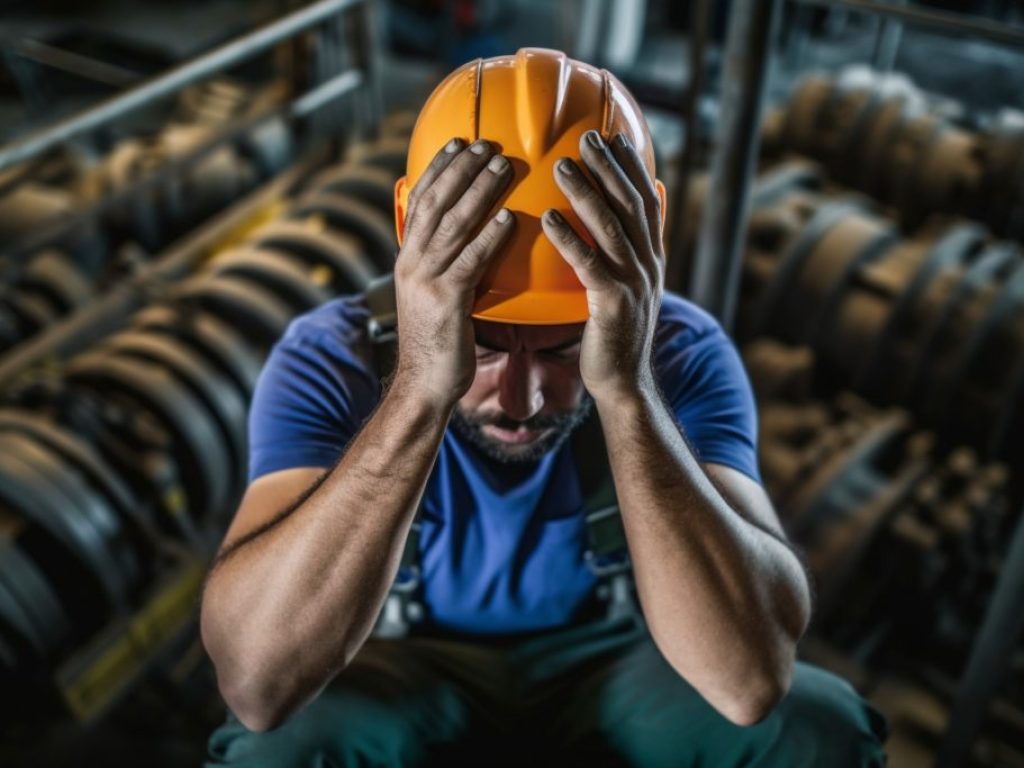 view-manual-worker-holding-head-hands-while-being-warehouse-high-angle-view-unr