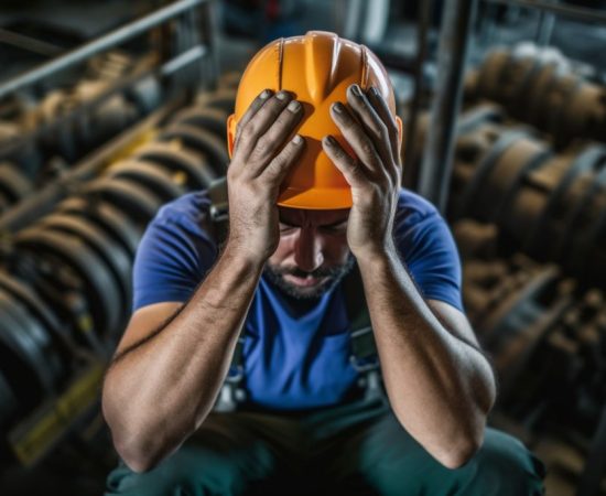 view-manual-worker-holding-head-hands-while-being-warehouse-high-angle-view-unr